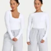 Womens essentials dual wear long sleeve top – white