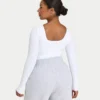 Womens essentials dual wear long sleeve top – white
