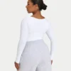 Womens essentials dual wear long sleeve top – white