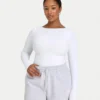 Womens essentials dual wear long sleeve top – white