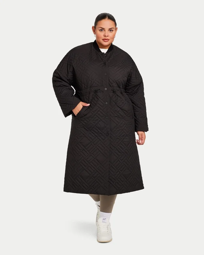Womens longline puffer jacket – black Womens longline puffer jacket – black