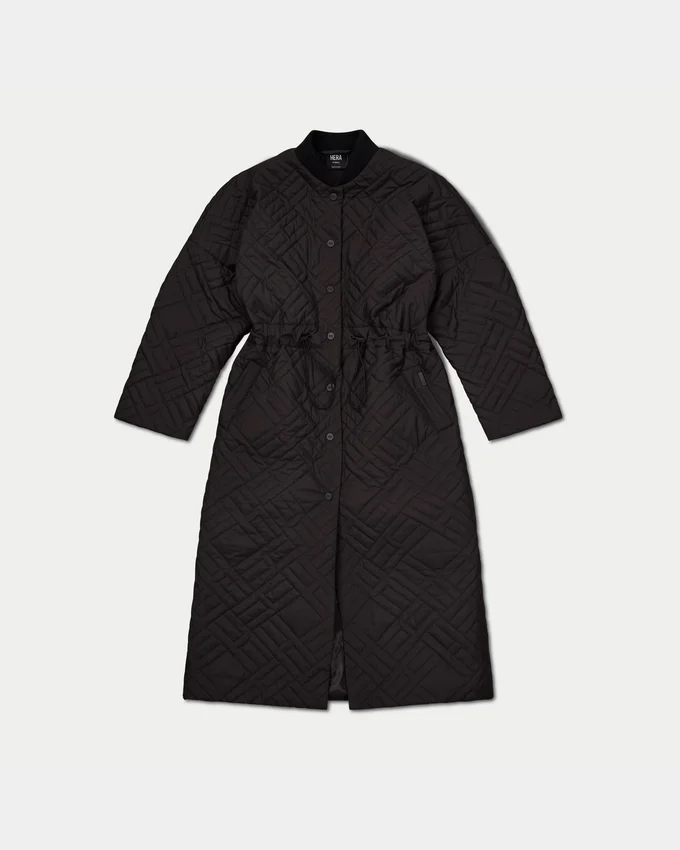 Womens longline puffer jacket – black Womens longline puffer jacket – black