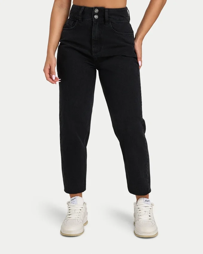 Womens mom jean – washed black Womens mom jean – washed black