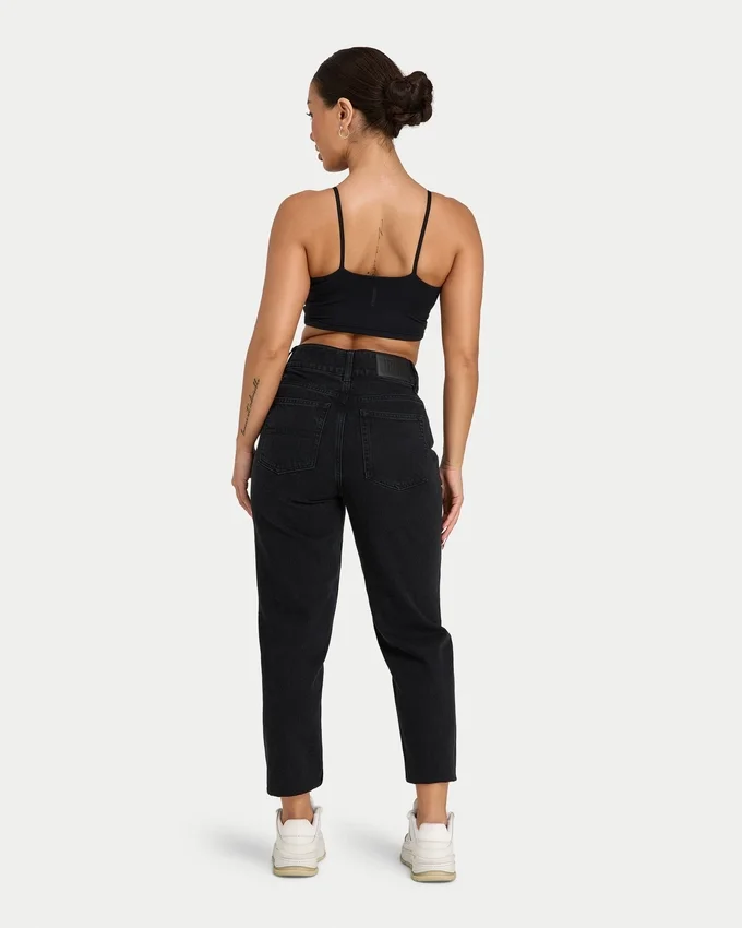 Womens mom jean – washed black Womens mom jean – washed black