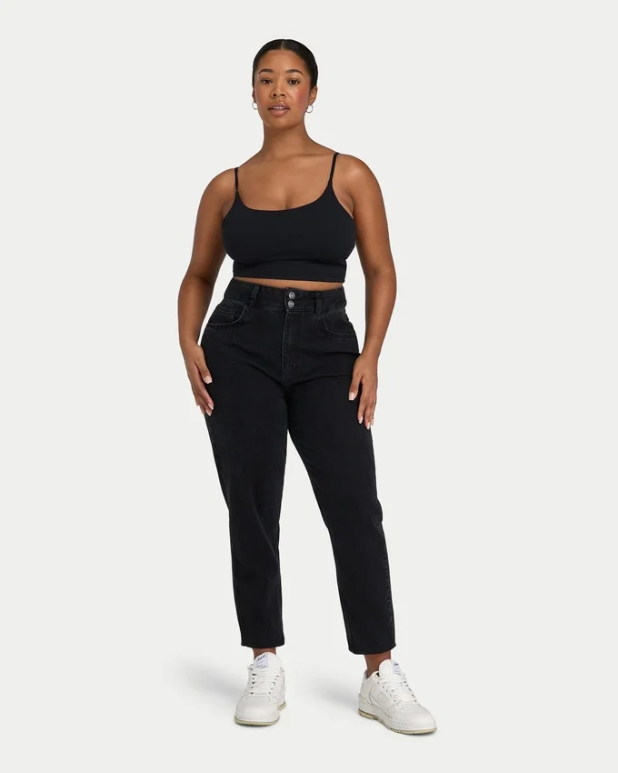 Womens mom jean – washed black Womens mom jean – washed black