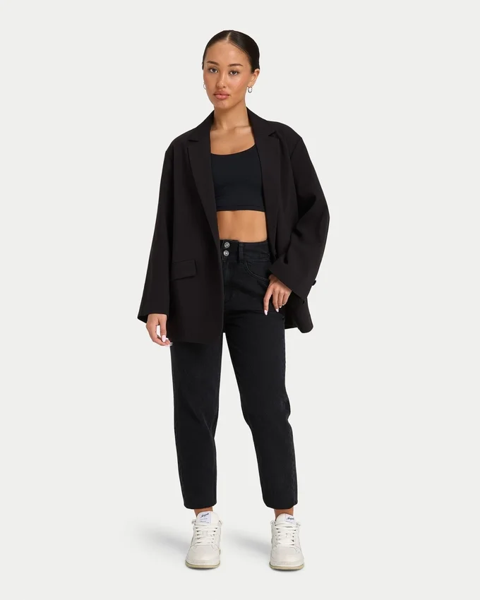 Womens mom jean – washed black Womens mom jean – washed black