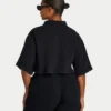 Womens resort crop shirt – black