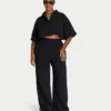 Womens resort crop shirt – black