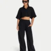 Womens resort crop shirt – black