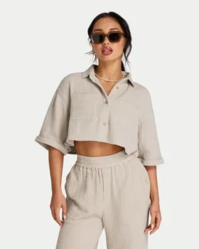 Womens resort cropped shirt