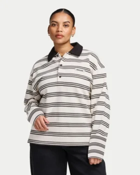 Womens striped rugby polo shirt