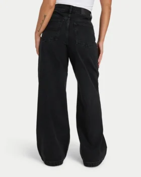 Womens wide leg denim jean – black