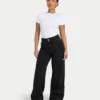 Womens wide leg denim jean – black Womens wide leg denim jean – black