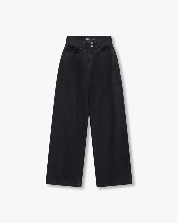 Womens wide leg denim jean – black Womens wide leg denim jean – black