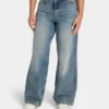 Womens wide leg denim jean – mid wash