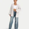 Womens wide leg denim jean – mid wash