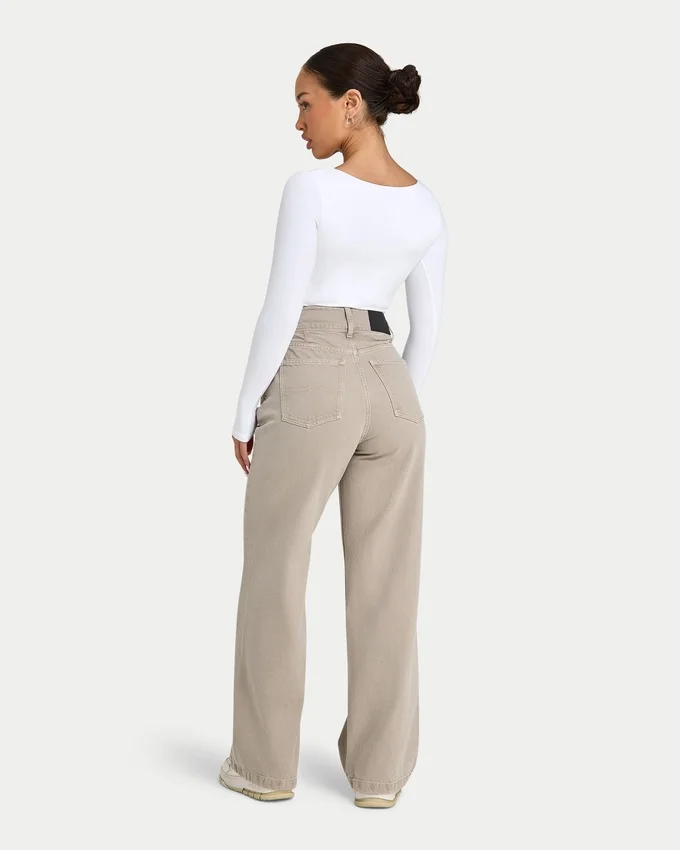 Womens wide leg denim jean – stone Womens wide leg denim jean – stone